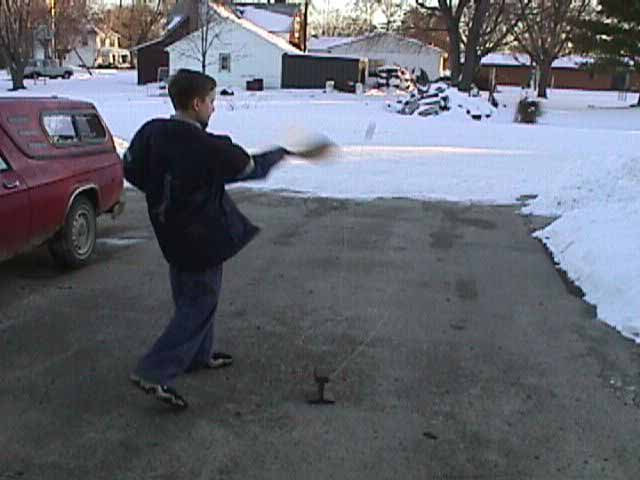 One person practicing Jokari