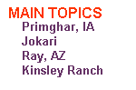 Main menu links, Primghar, Jokari, Ray(AZ), and Kinsley Ranch(AZ).