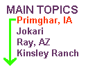Main menu links, Primghar, Jokari, Ray(AZ), and Kinsley Ranch(AZ).